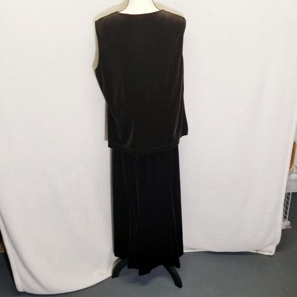 Laura Ashley 1X Skirt Shell Set Chocolate  Brown Velour Velvet Career Old Money - Picture 2 of 8